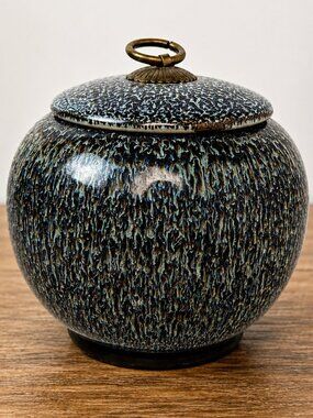 Reactive Glaze Ceramic Loose Leaf Tea Canister with Lid - Kiln Change